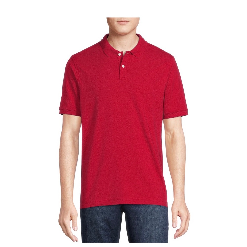 GEORGE Mens Polo Shirt Size 3X 54-56 Red Short Sleeves 98% Cotton 2% Spand New